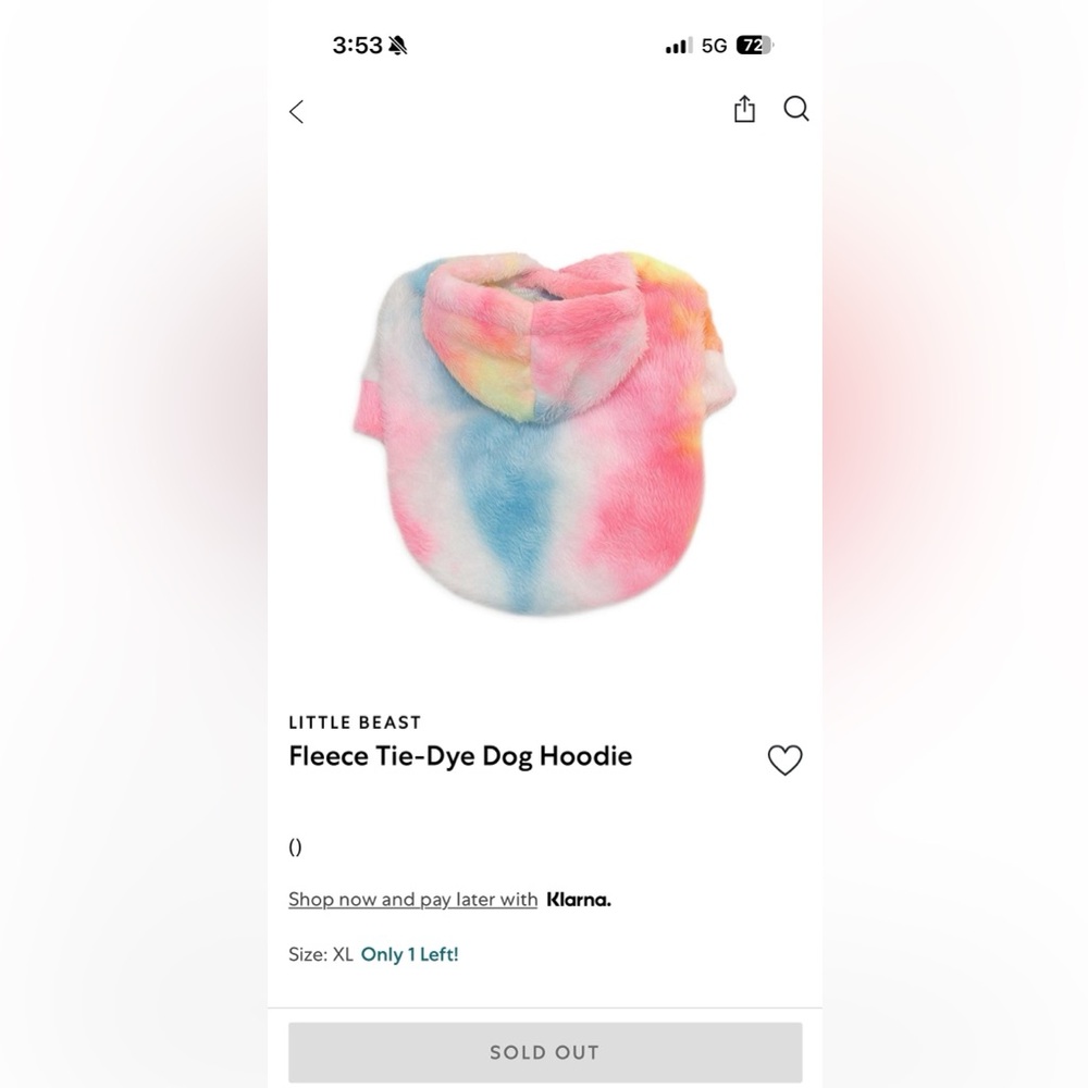 Little Beast Fleece Tie-Dye Dog Hoodie - Pastel Rainbow